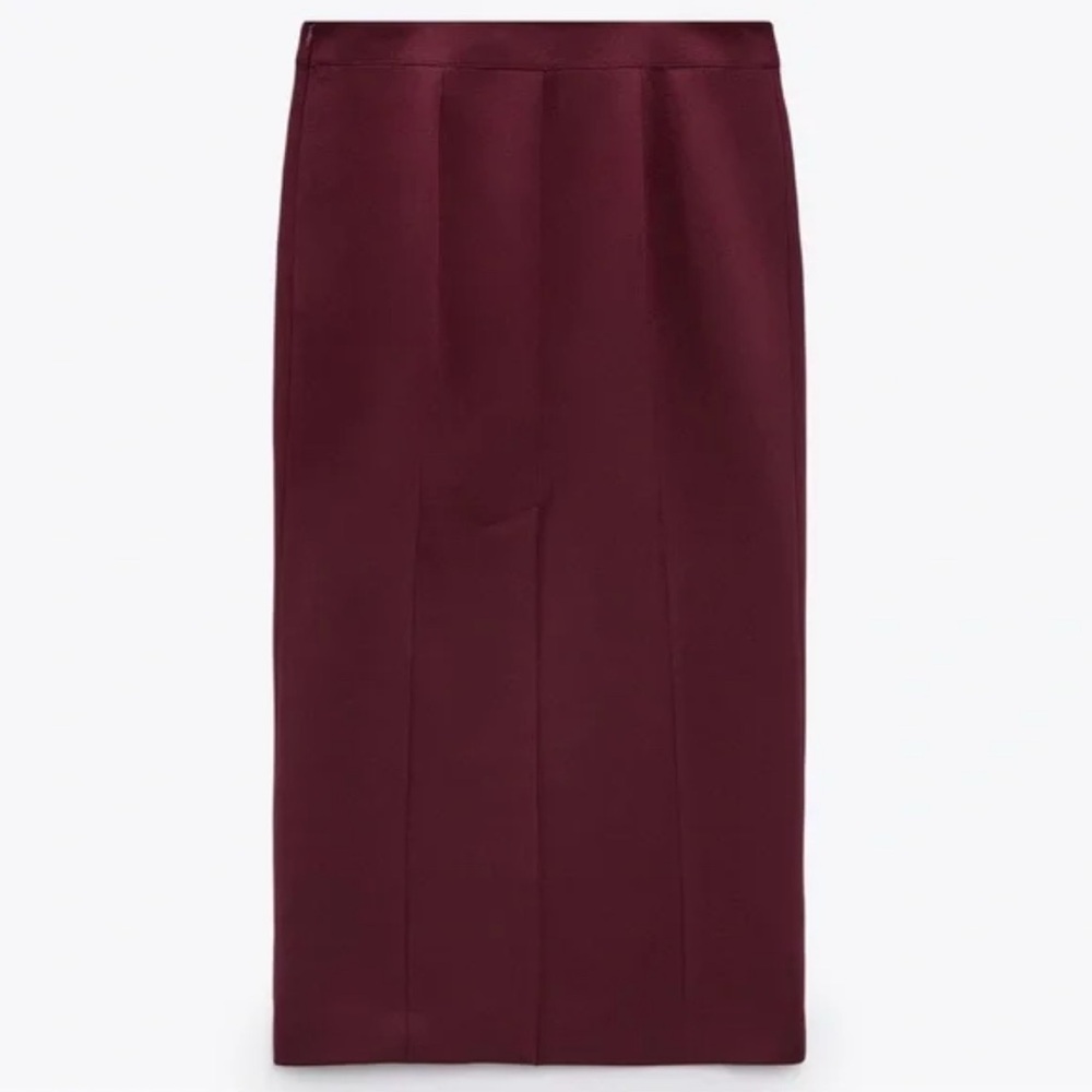 Zara Burgundy Midi Skirt - Picture 7 of 7